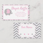 Elephant Diaper Raffle Ticket voor Baby shower Informatiekaartje (Voorkant / Achterkant)