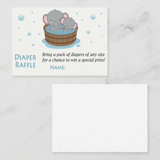 Elephant Diaper Raffle Tickets (Voorkant / Achterkant)