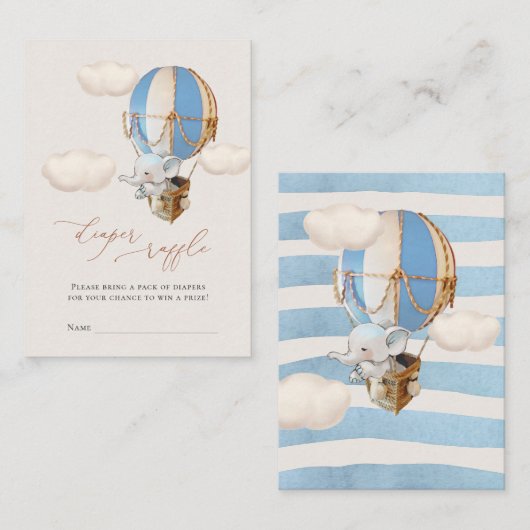 Elephant Diaper Raffle Tickets Enclosure Kaart (Voorkant / Achterkant)