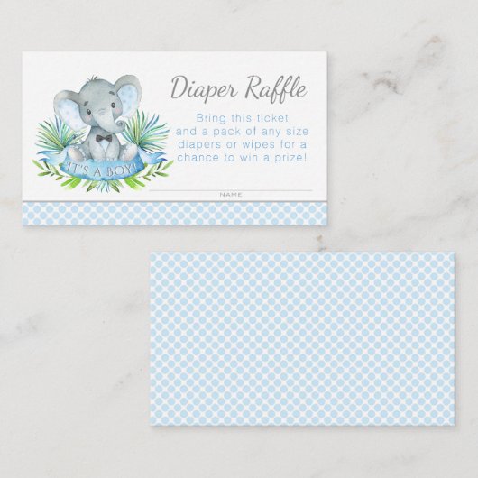 Elephant Diaper Raffle Tickets Informatiekaartje (Voorkant / Achterkant)