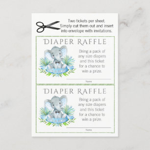 Elephant Diaper Raffle Tickets Informatiekaartje