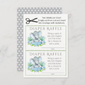 Elephant Diaper Raffle Tickets Informatiekaartje (Voorkant / Achterkant)