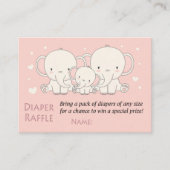 Elephant Diaper Raffle Tickets, roze en wit Plaatskaartje (Voorkant)