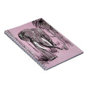 Elephant die door gegoten savanna in roze rolt notitieboek (Rechterzijde)