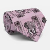 Elephant die door gegoten savanna in roze rolt stropdas (Opgerold)