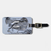 Elephant die door gegoten savanna rolt in blauw bagagelabel (Voorkant horizontaal)