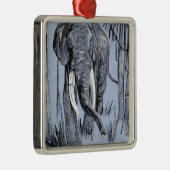 Elephant die door gegoten savanna rolt in blauw metalen ornament (Rechts)