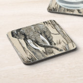 Elephant die door gestreken Savanna-kunst rolt Bier Onderzetter (Linkerzijde)