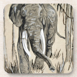 Elephant die door gestreken Savanna-kunst rolt Bier Onderzetter