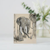 Elephant die door gestreken Savanna-kunst rolt Briefkaart (Staand voorkant)