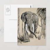 Elephant die door gestreken Savanna-kunst rolt Briefkaart (Voorkant / Achterkant)