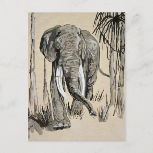 Elephant die door gestreken Savanna-kunst rolt Briefkaart (Voorkant)