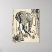 Elephant die door gestreken Savanna-kunst rolt Canvas Afdruk (Voorkant)