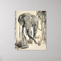 Elephant die door gestreken Savanna-kunst rolt