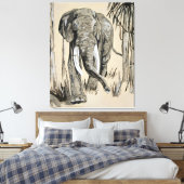 Elephant die door gestreken Savanna-kunst rolt Canvas Afdruk (Insitu (Slaapkamer))