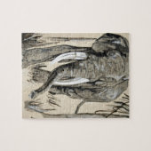 Elephant die door gestreken Savanna-kunst rolt Legpuzzel (Horizontaal)