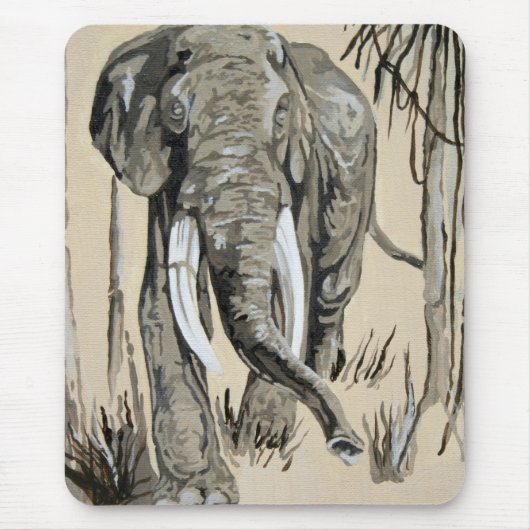 Elephant die door gestreken Savanna-kunst rolt Muismat (Voorkant)