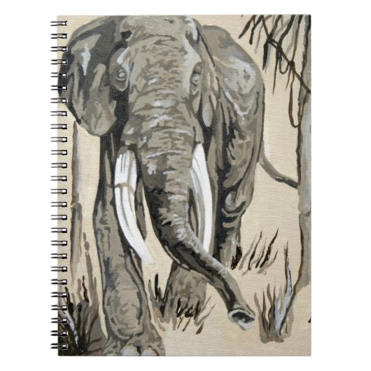 Elephant die door gestreken Savanna-kunst rolt Notitieboek (Voorkant)
