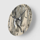 Elephant die door gestreken Savanna-kunst rolt Ronde Klok (Hoek)