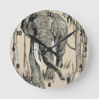 Elephant die door gestreken Savanna-kunst rolt