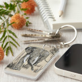 Elephant die door gestreken Savanna-kunst rolt Sleutelhanger (Voorkant Rechts)
