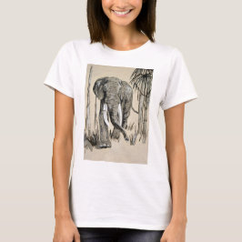 Elephant die door gestreken Savanna-kunst rolt T-shirt