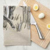 Elephant die door gestreken Savanna-kunst rolt Theedoek (Quarter Fold)