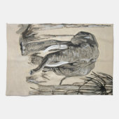 Elephant die door gestreken Savanna-kunst rolt Theedoek (Horizontaal)