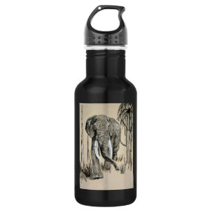 Elephant die door gestreken Savanna-kunst rolt Waterfles