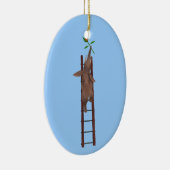 Elephant die een ladder beklimt keramisch ornament (Rechts)