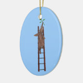 Elephant die een ladder beklimt keramisch ornament (Links)