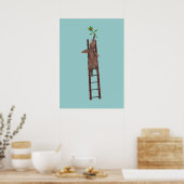 Elephant die een ladder beklimt poster (Keuken)