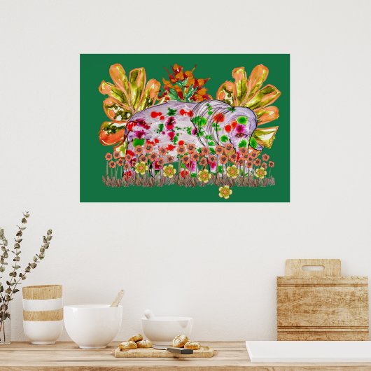 Elephant Digital Art Poster (Keuken)