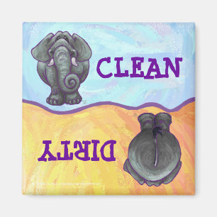 Elephant Dirty Clean Dishes Magneet