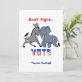 Elephant & Donkey ARGUING vecht niet tegen stemmen Kaart (Staand voorkant)