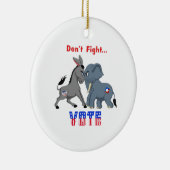 Elephant & Donkey ARGUING vecht niet tegen stemmen Keramisch Ornament (Rechts)