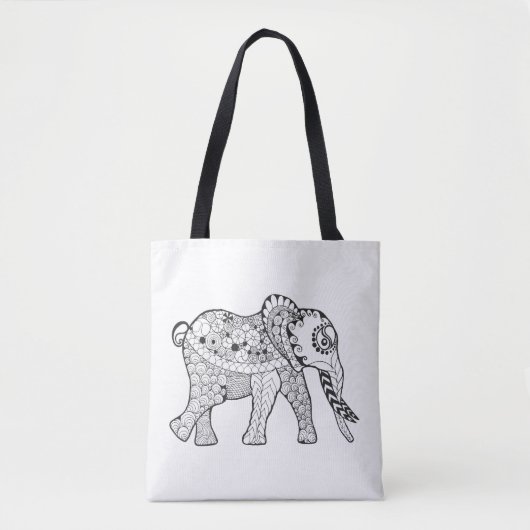 Elephant Doodle 2 Tote Bag (Voorkant)