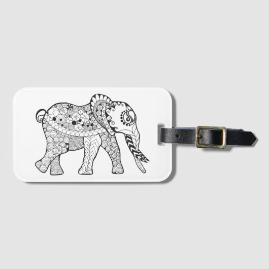 Elephant Doodle Bagagelabel (Voorkant (horizontaal))