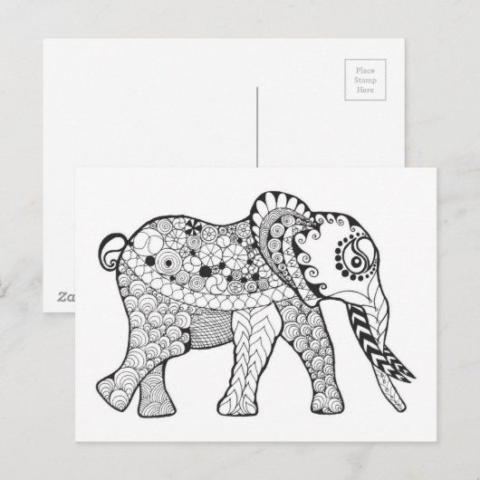 Elephant Doodle Briefkaart (Voorkant / Achterkant)