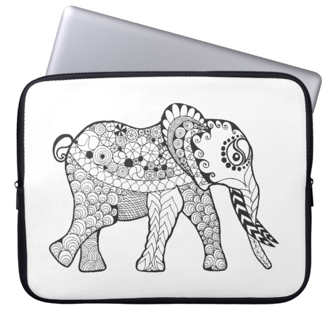 Elephant Doodle Laptop Sleeve (Voorkant)