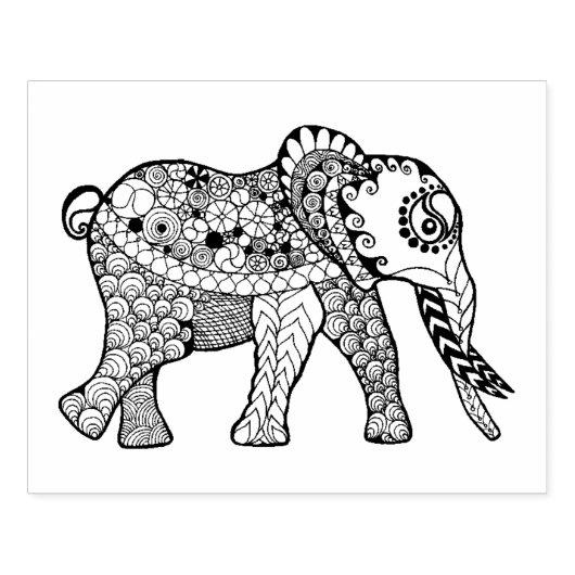 Elephant Doodle Rubberstempel (Afrduk)