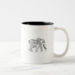 Elephant Doodle Tweekleurige Koffiemok