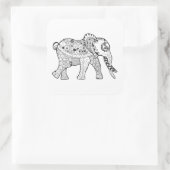 Elephant Doodle Vierkante Sticker (Tas)