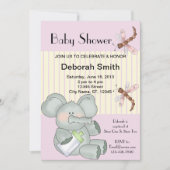 Elephant Dragonfly roze Stripe Baby shower Kaart (Voorkant)