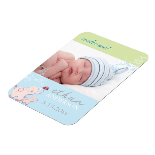 Elephant Dream Baby Boy Aankondiging Magneet (Linkerzijde)