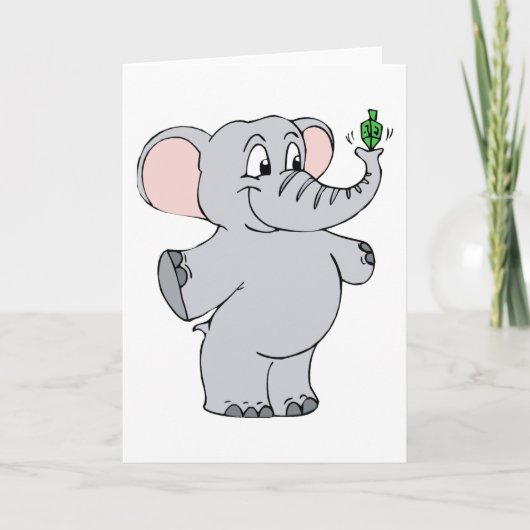 Elephant Dreidel Feestdagen Kaart (Voorkant)