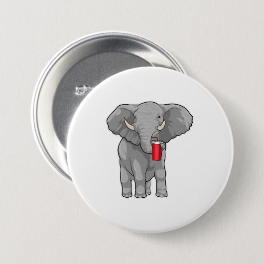 Elephant Drink mok Ronde Button 7,6 Cm (Voorkant /achterkant)