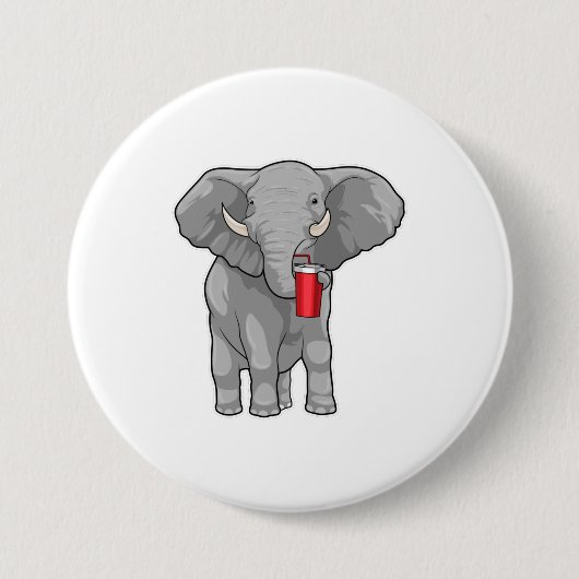 Elephant Drink mok Ronde Button 7,6 Cm (Voorkant)