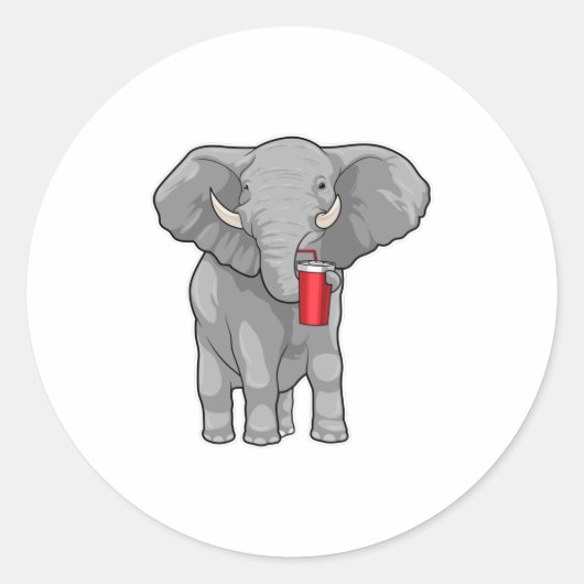 Elephant Drink mok Ronde Sticker (Voorkant)