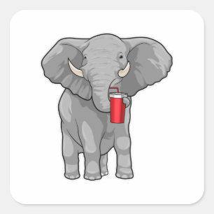 Elephant Drink mok Vierkante Sticker